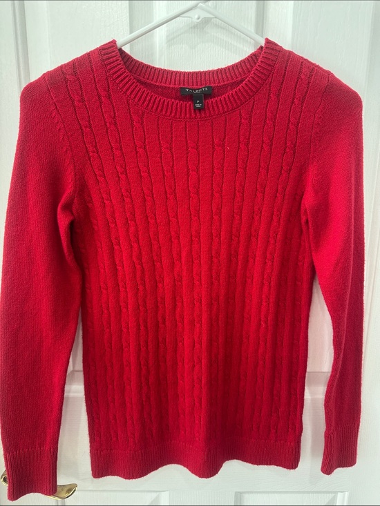 Talbots Sweaters - Talbots Bright Red Cable Knit Crewneck Sweater - Women's